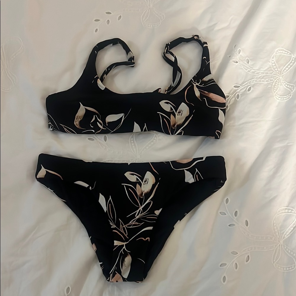 Floral Black Bikini Set